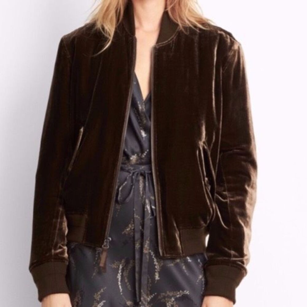 VINCE Velvet Bomber Jacket Brown size XS NWT